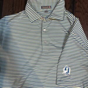 Peter Millar Blue and Yellow Striped Polo from Pelican Marsh